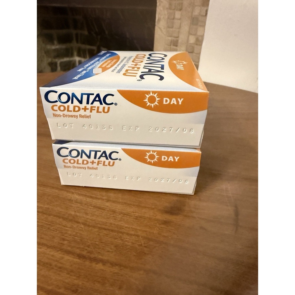 (2) Boxes Contac Day Cold + Flu Multi Symptom Medicine 24 Caplets Exp. 8/27 - Picture 3 of 7